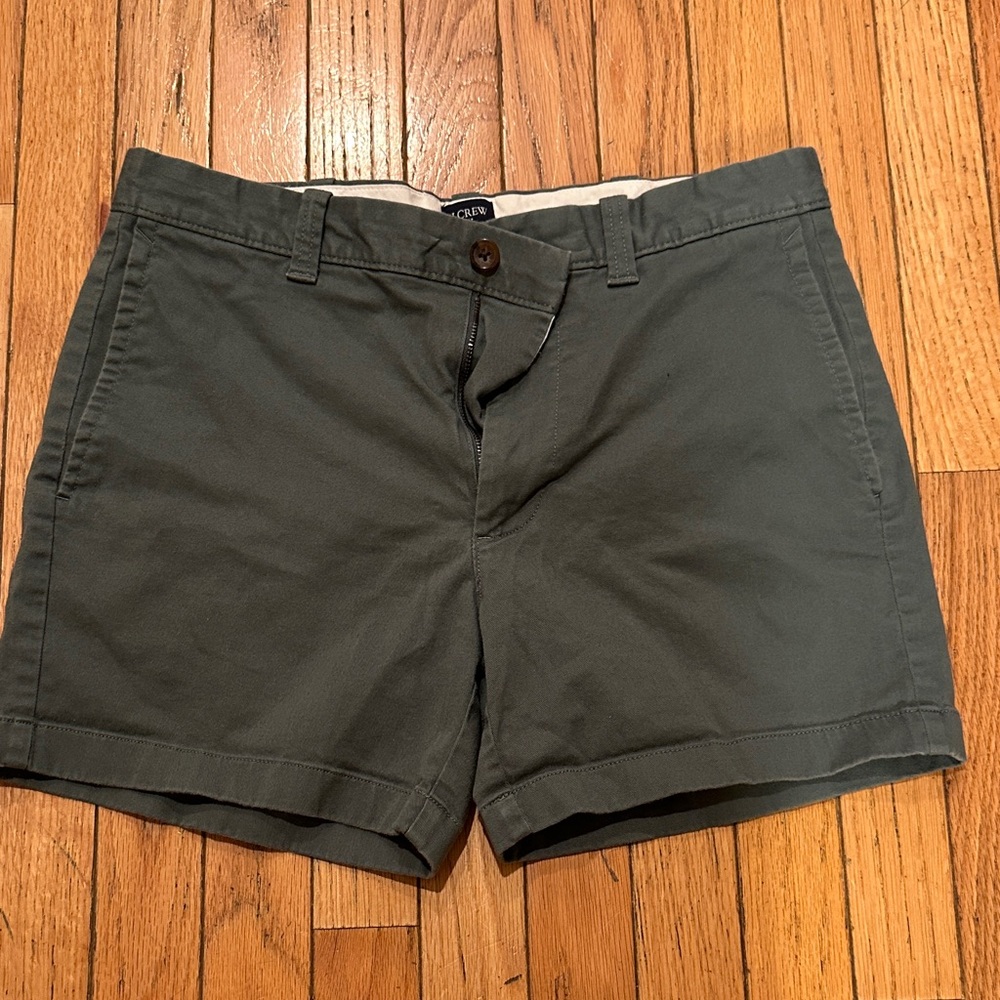 J. Crew Dark Green Flat Front Shorts